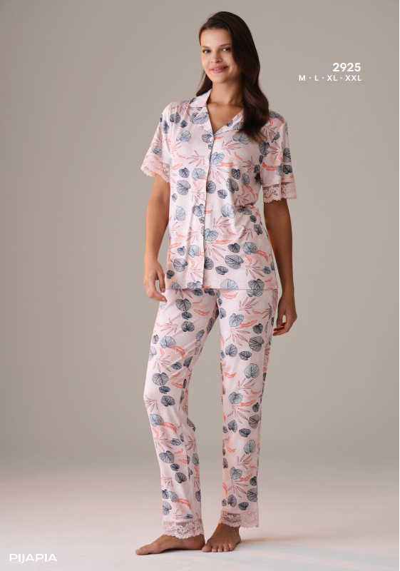 Pijapia 2925 Boydan Düğmeli Pijama Takım