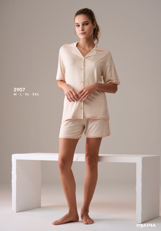 Pijapia 2907 Boydan Düğmeli Şortlu