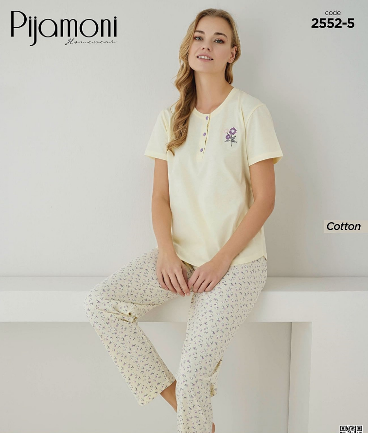 Pijamoni 2552-5 Pamuk Pijama Tk.