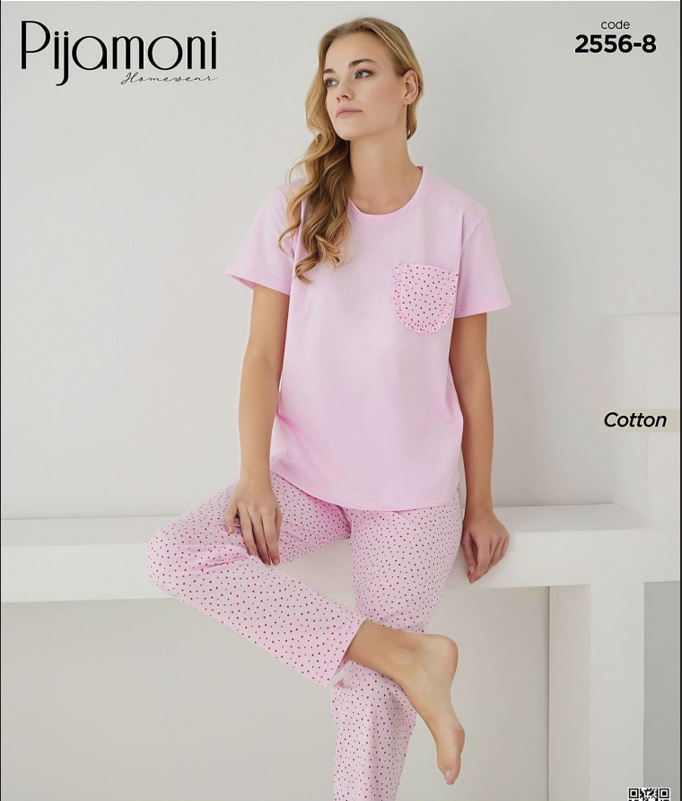 Pijamoni 2556-8 Pamuk Pijama Tk.