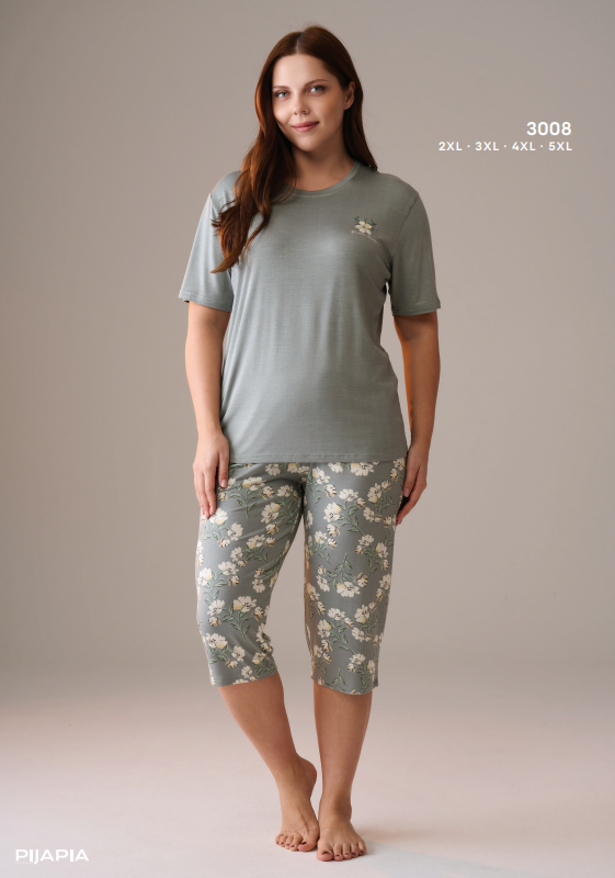 Pijapia 3008 Büyük Beden Kapri Takım