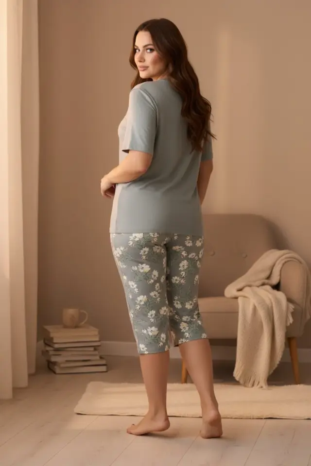 Pijapia 3008 Büyük Beden Kapri Takım