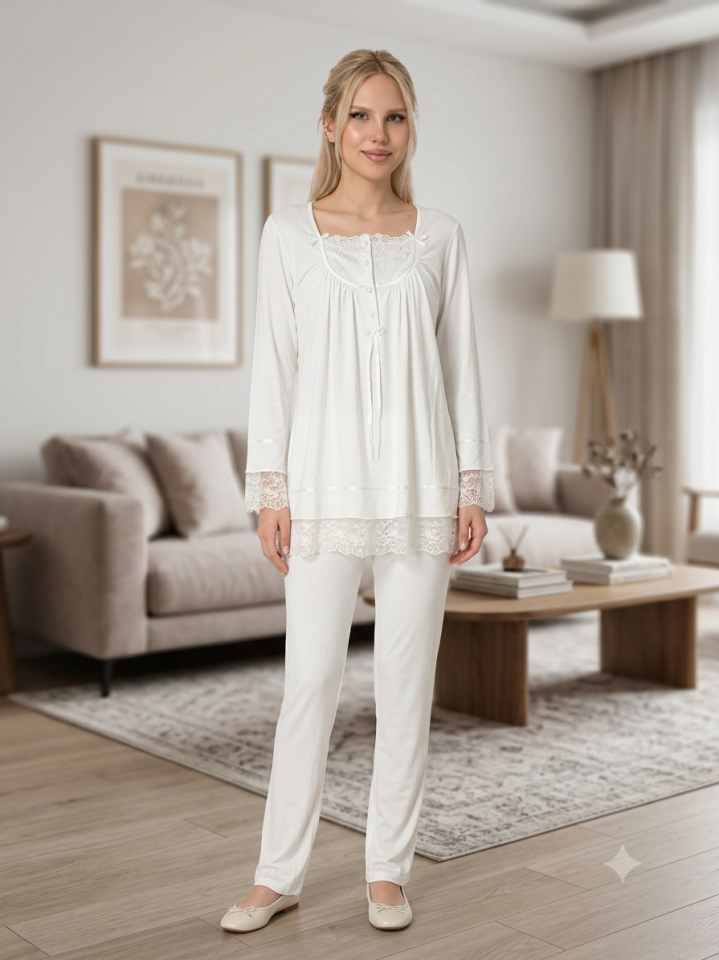 Bone 6332 Ekru Lohusa Pijama Takım