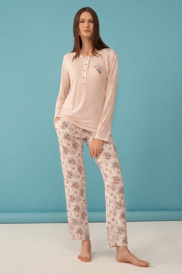 Feyza 4067 Pembe Mevsimlik Kadın Pijama Takım