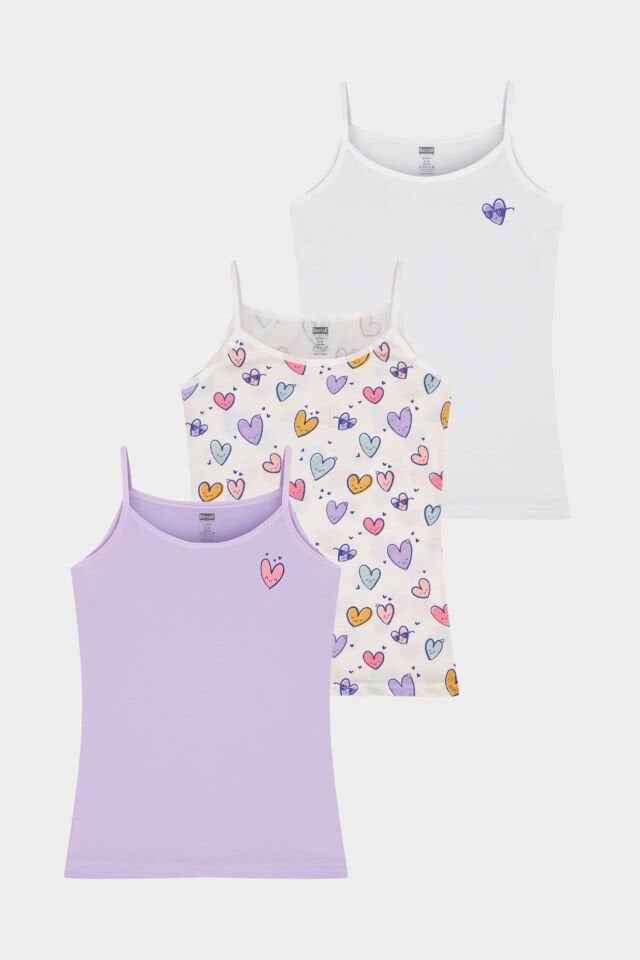 Berrak 5660 3'lü Kız Çocuk İp Askı Atlet