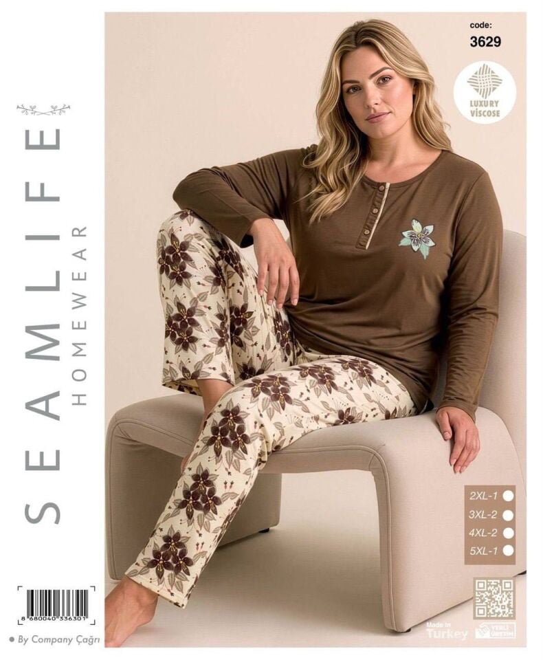 Seamlife 3629 Büyük Beden Kadın Pijama Takım