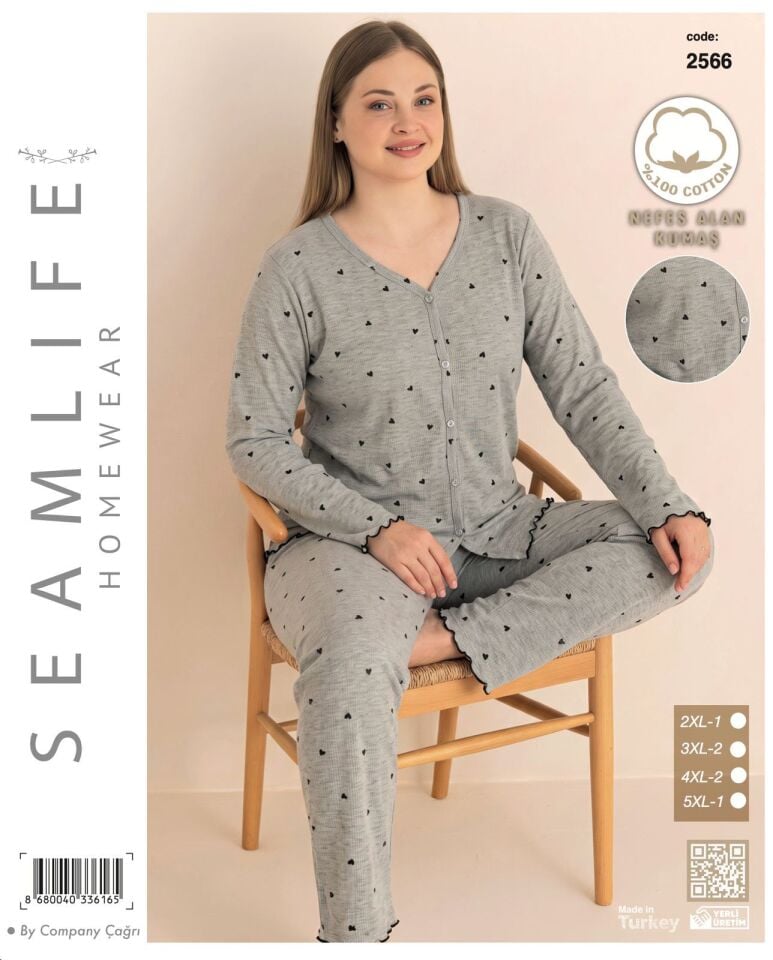 Seamlife 2566 %100 Pamuk Kadın Pijama Takım