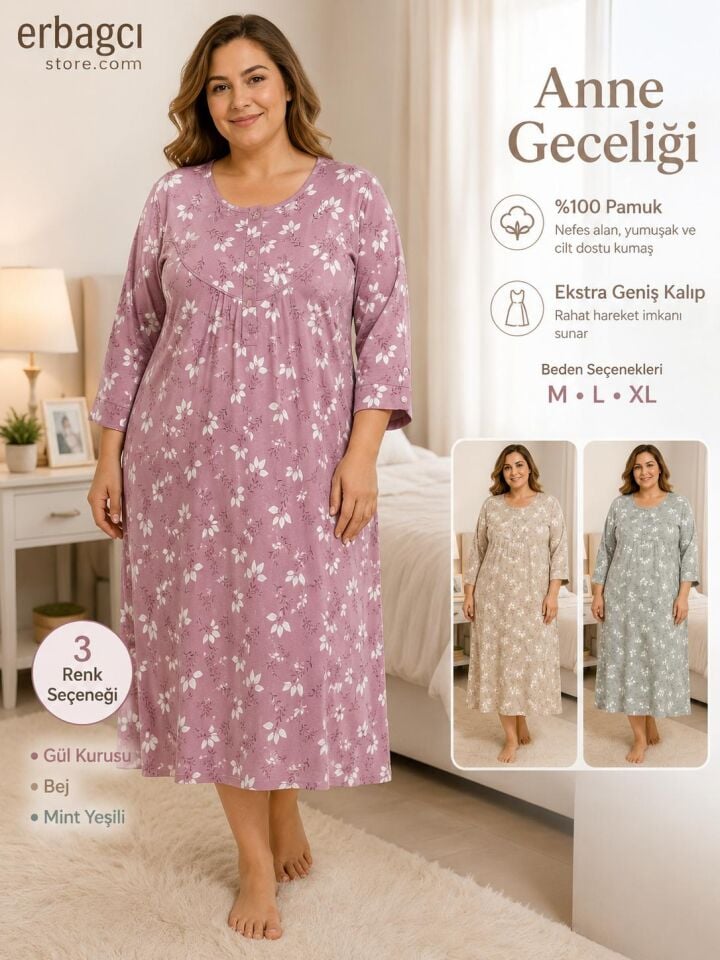 İnci Ceyda Desenli Gecelik