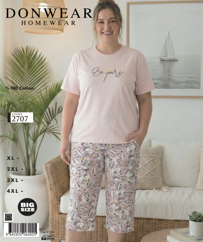 Donwear 2707 Büyük Beden Kapri Takım
