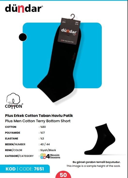 Dündar Pamuk Taban Havlu Patik