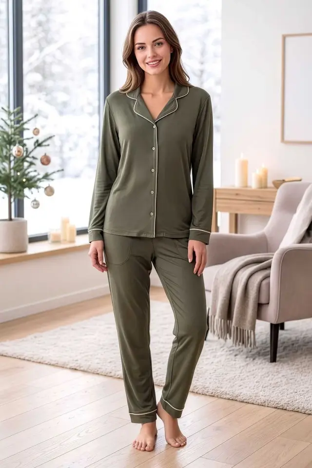 Pijapia 3087 Düğmeli Pijama Takım