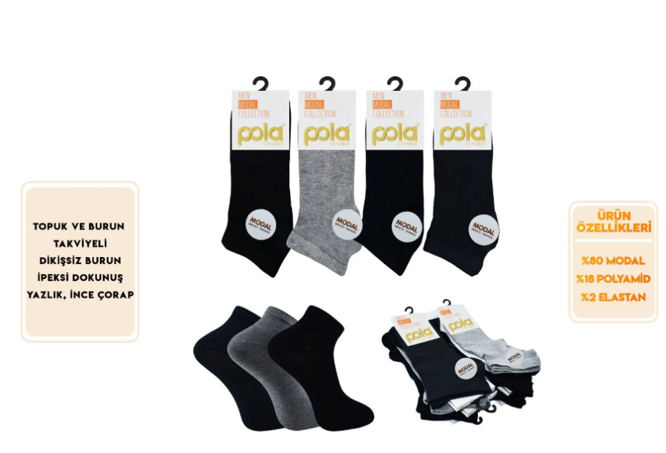 Pola 4150 Erkek Modal Patik Çorap