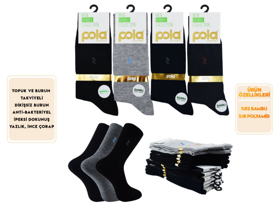 Pola 4000 Erkek Bambu Çorap