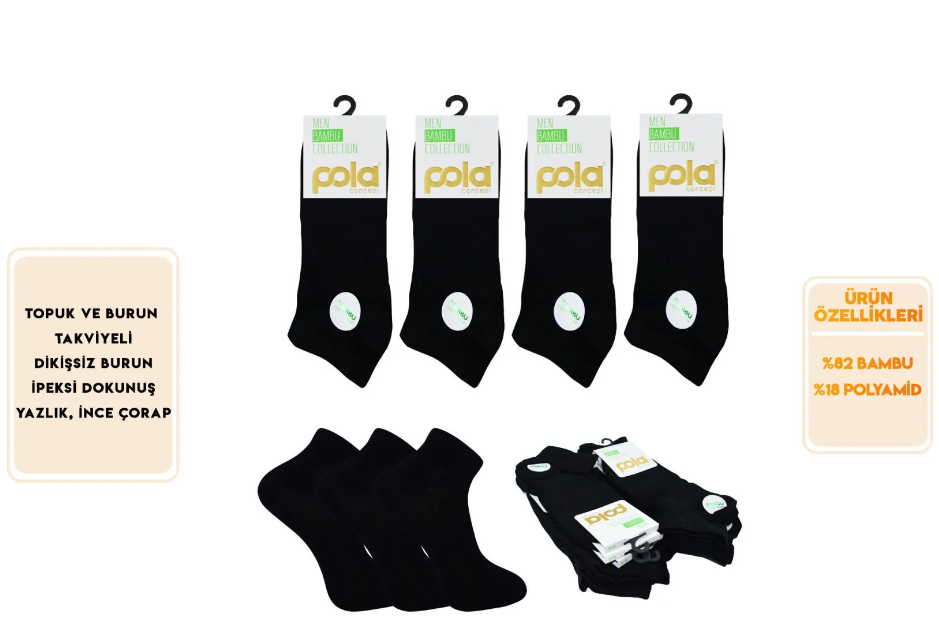 Pola 4180 Erkek Bambu Patik Çorap