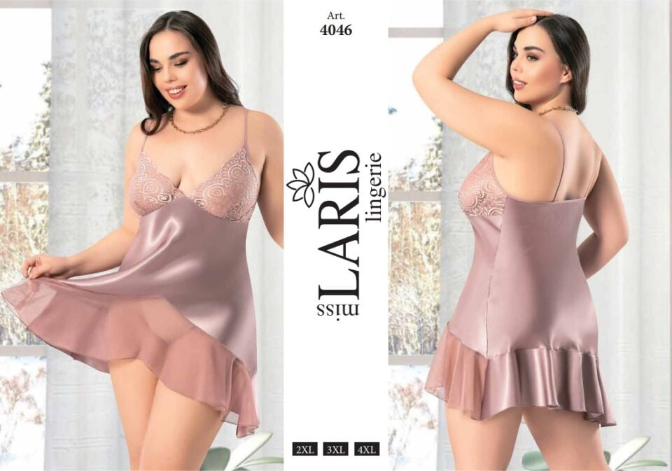 Miss Laris 4046 Büyük Beden Saten Gecelik