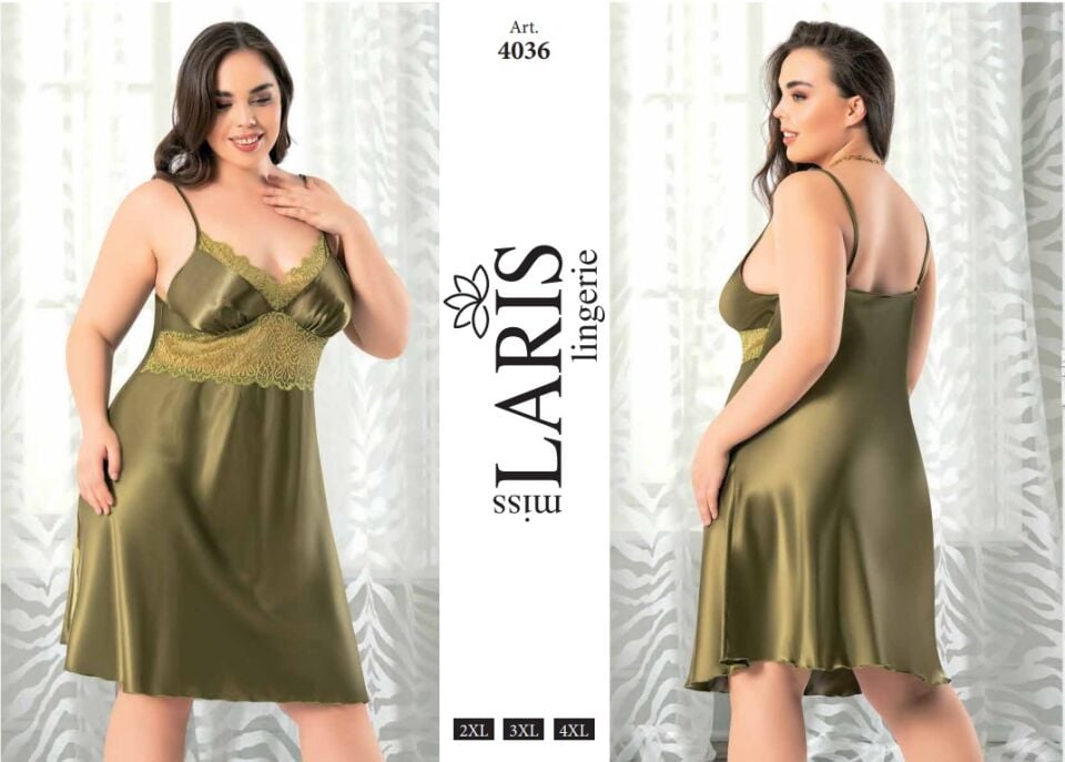 Miss Laris 4036 Büyük Beden Saten Gecelik