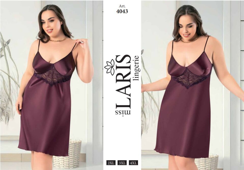 Miss Laris 4043 Büyük Beden Saten Gecelik