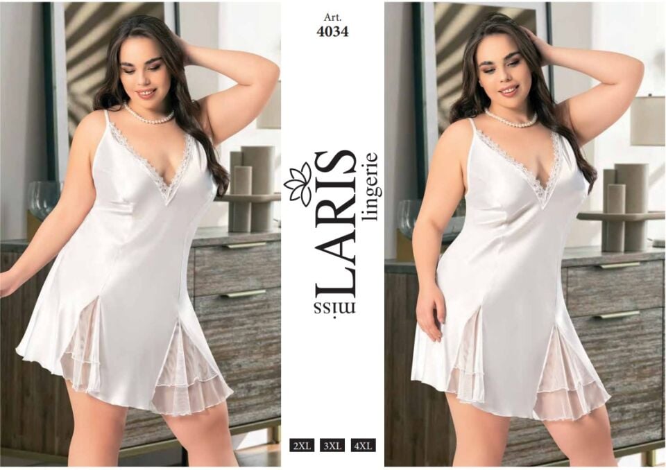 Miss Laris 4034 Büyük Beden Saten Gecelik