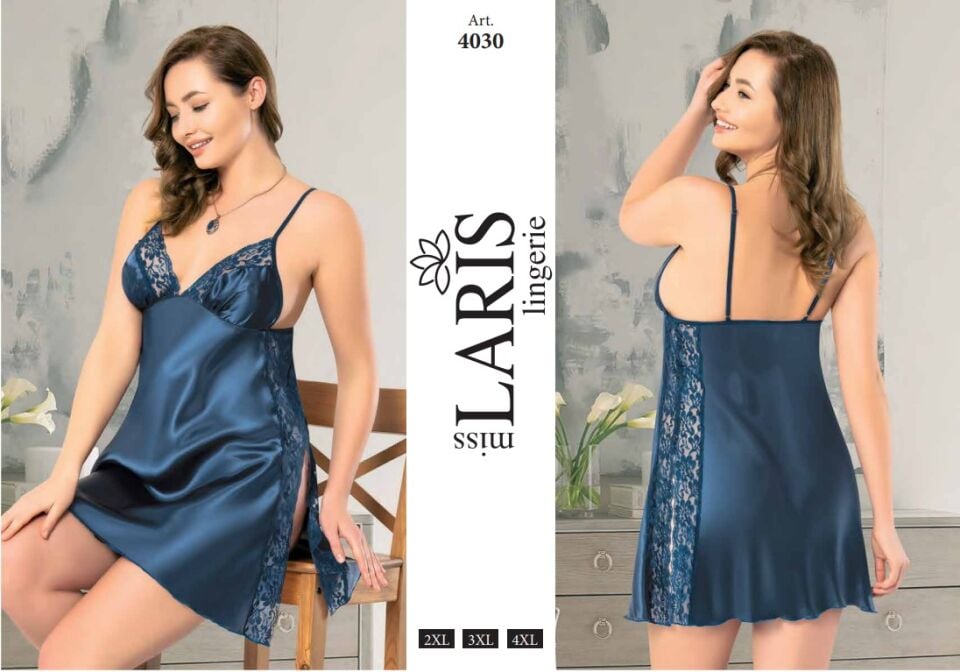 Miss Laris 4030 Büyük Beden Saten Gecelik