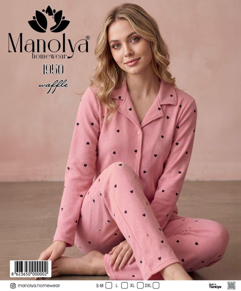Manolya 1950-1 Pudra Renk Uzun Kol Kadın Pijama Takım