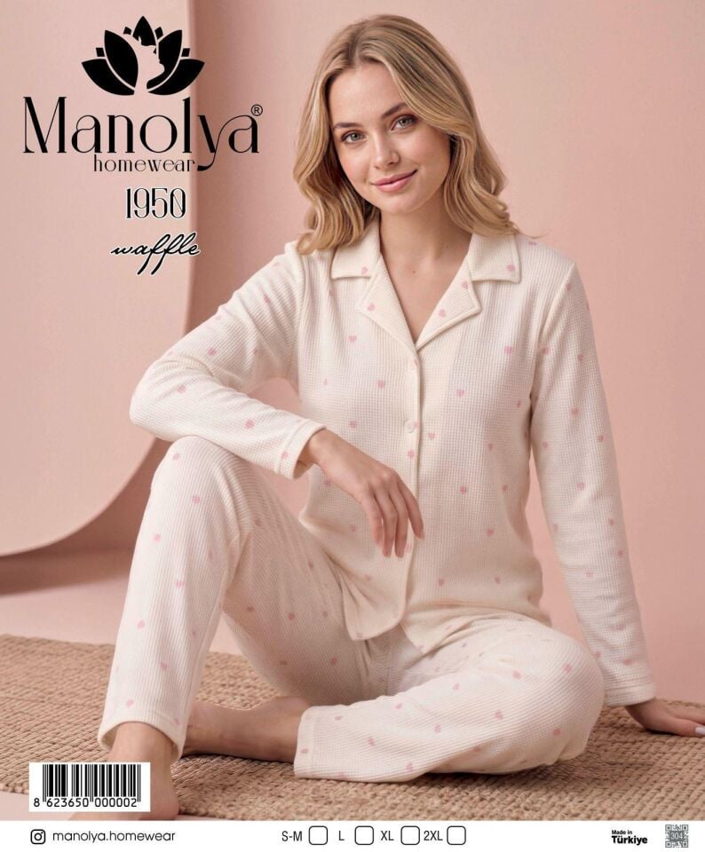 Manolya 1950-2 Boydan Düğmeli Kadın Pijama Takım