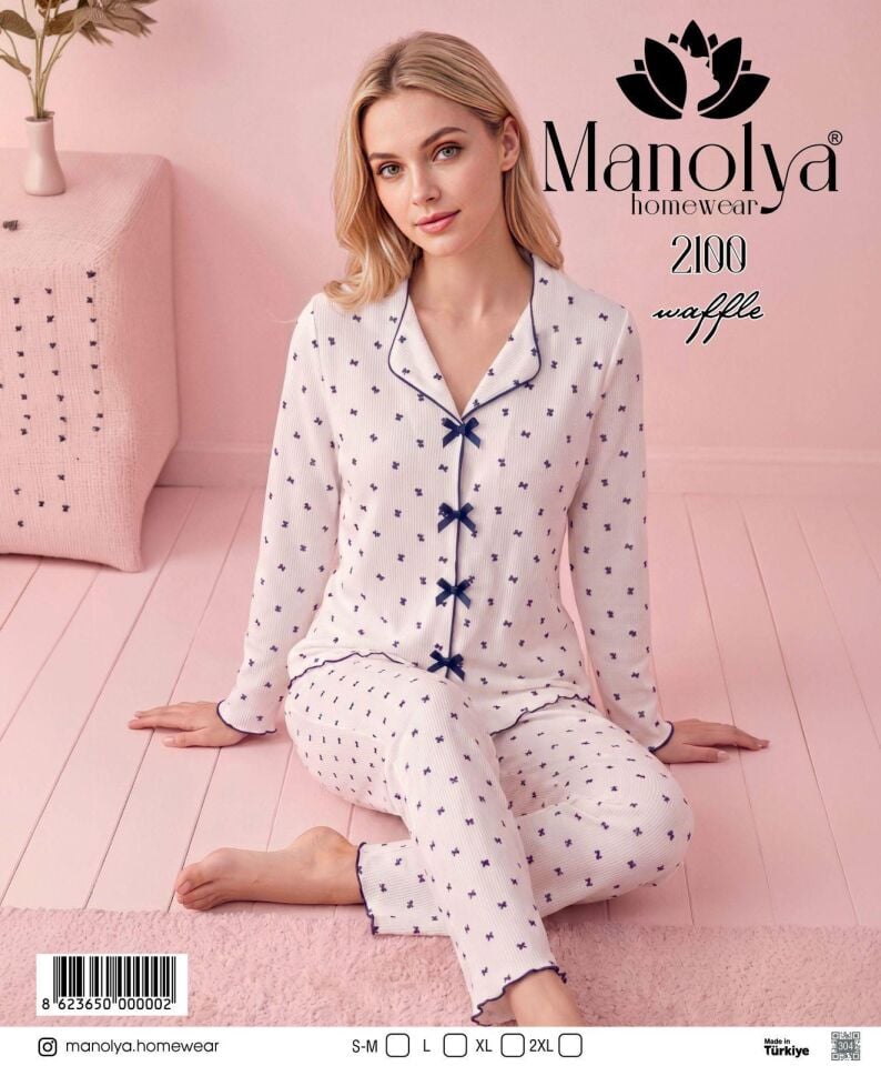 Manolya 2100-3 Uzun Kol Kadın Pijama Takım