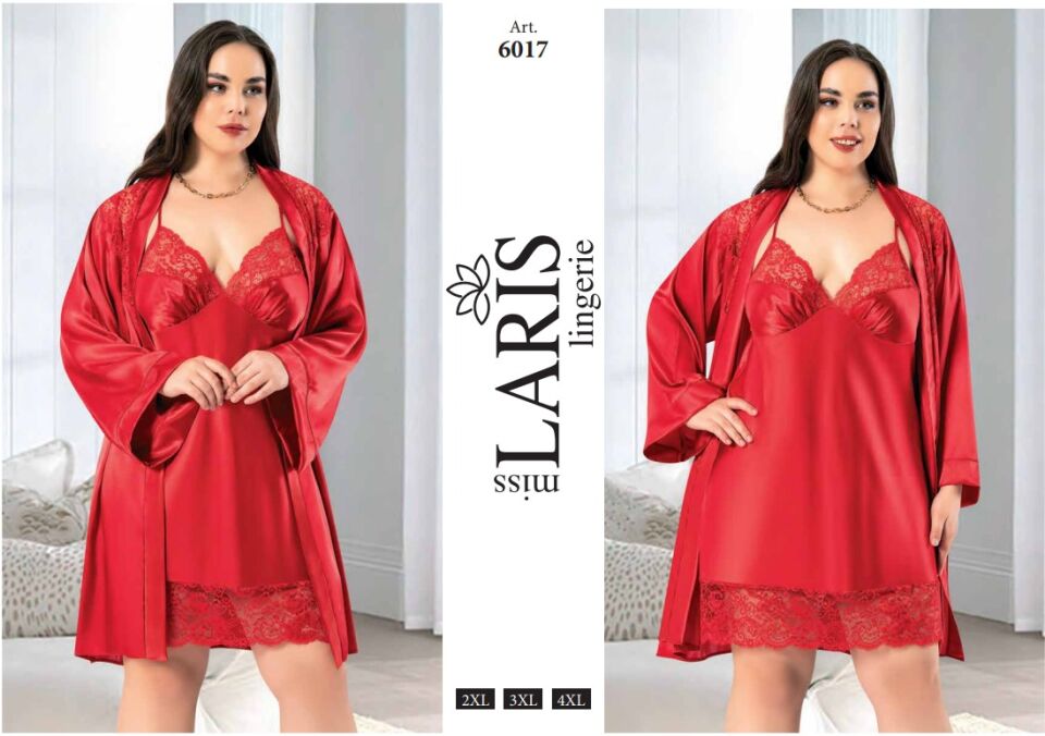 Miss Laris 6017 Büyük Beden Saten 2li Takım