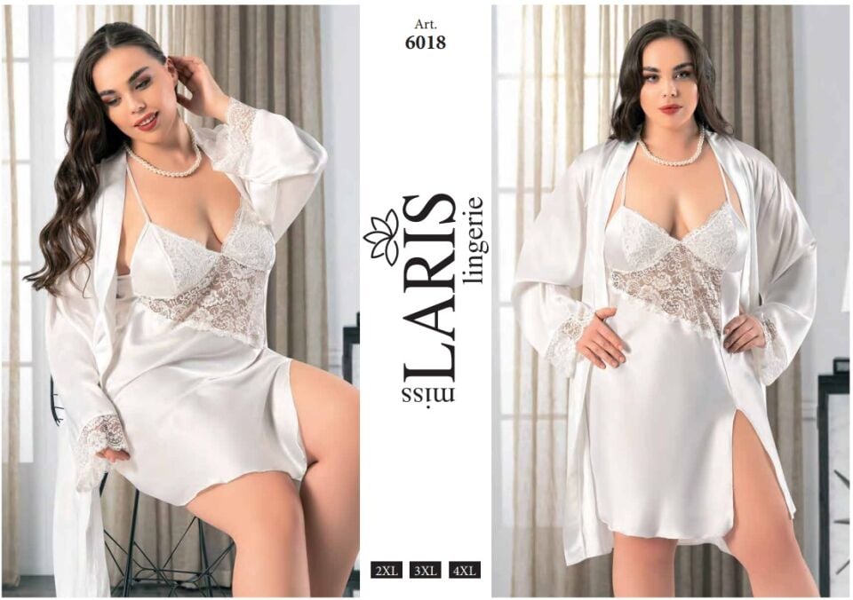 Miss Laris 6018 Büyük Beden Saten 2'li Takım