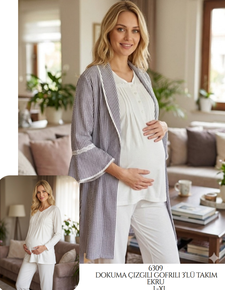 Bone 6309 Dokuma Sabahlıklı Lohusa Takım