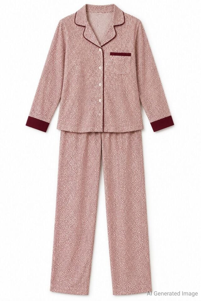 Pijapia 4080 Pamuk Boydan Düğmeli Kadın Pijama Takım