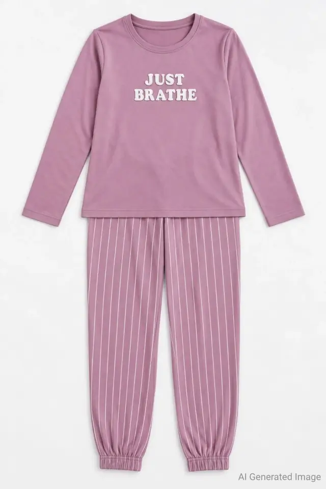 Pijapia 4024 Mor Renk Termal Kadın Pijama Takım