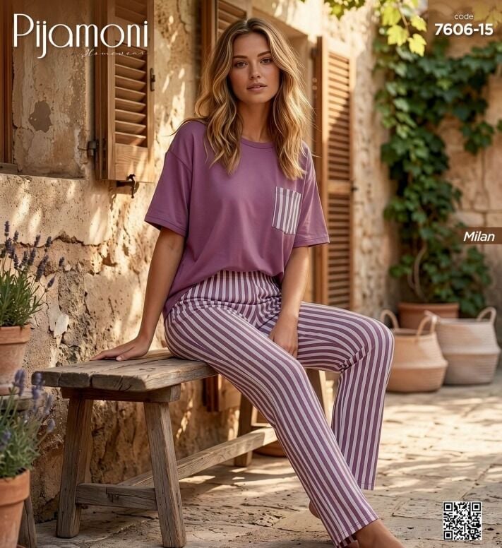 Pijamoni 7606-15 Kısa Kol Pijama Takım