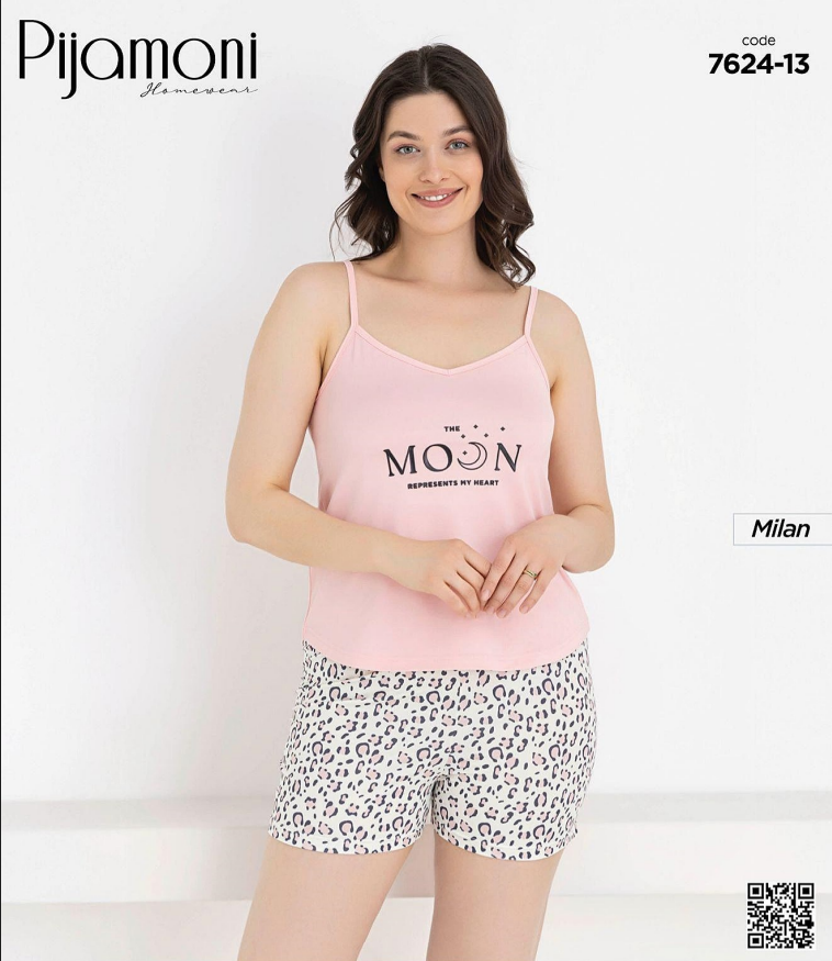 Pijamoni 7624-13 Milan İp Askı Şortlu
