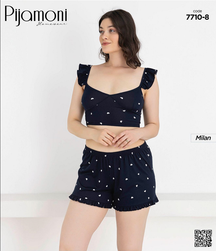 Pijamoni 7710-8 Şortlu Crop