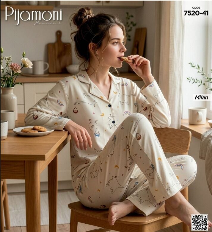 Pijamoni 7520-41 Uzun Kol Pijama Takım