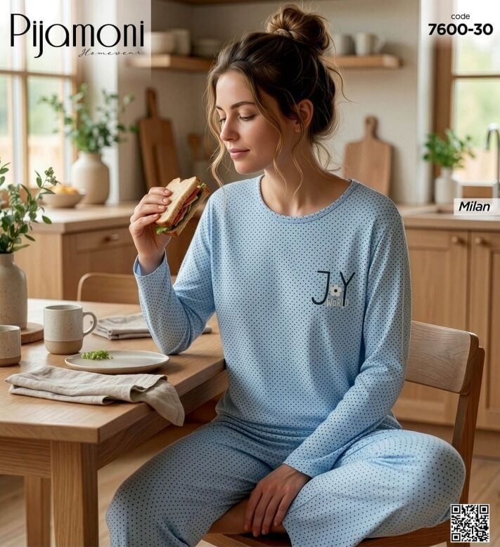 Pijamoni 7600-30 Uzun Kol Pijama Takım