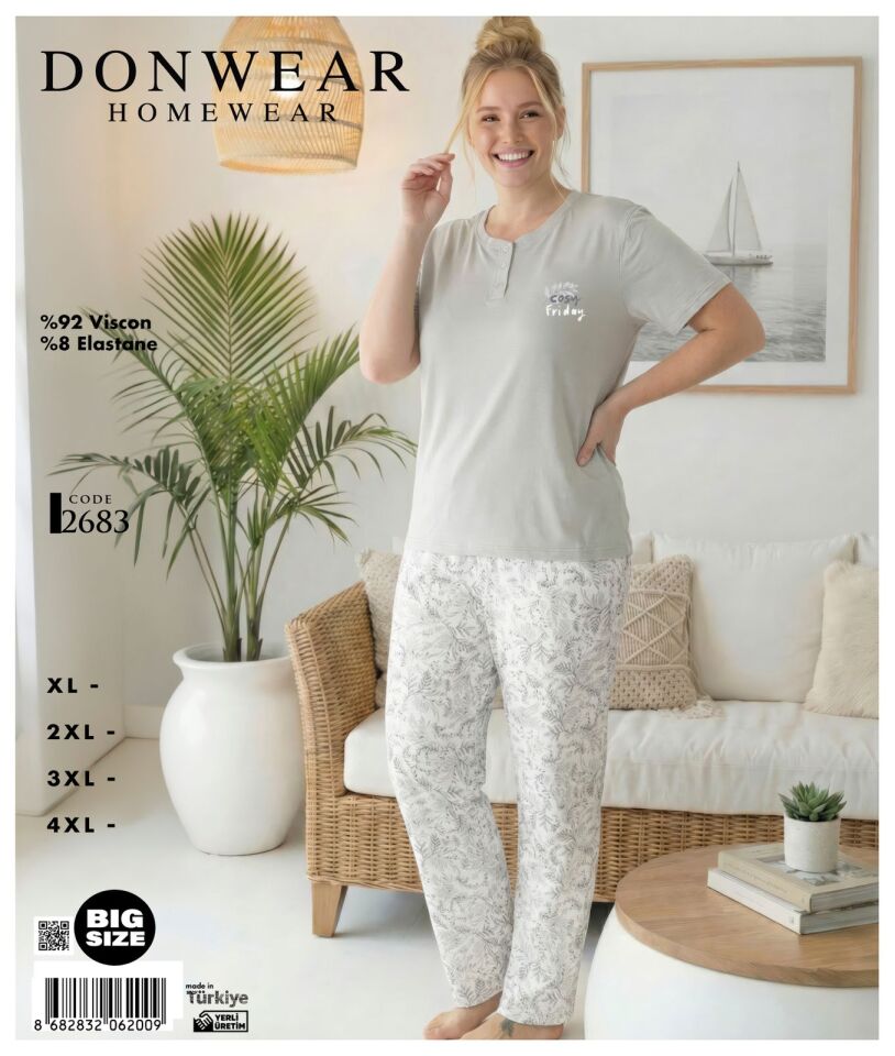 Donwear 2683 Viskon Kumaş Büyük Beden