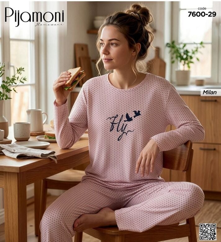 Pijamoni 7600-29 Uzun Kol Pijama Takım
