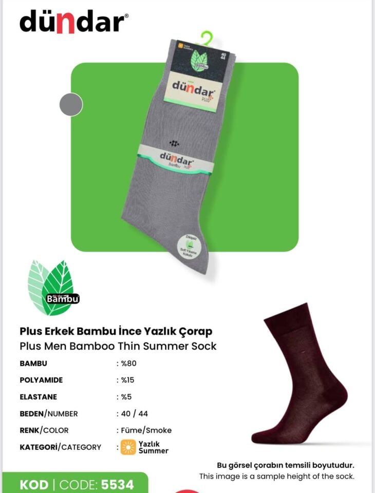 Dündar Bambu İnce Yazlık Çorap