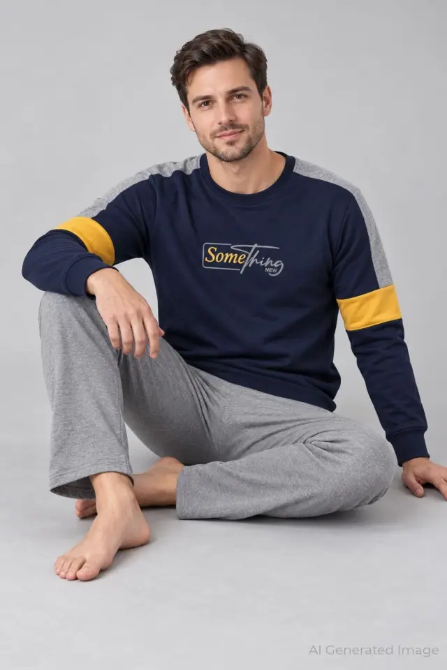 Pijapia 4002 Lacivert Erkek Spor Pijama Takım