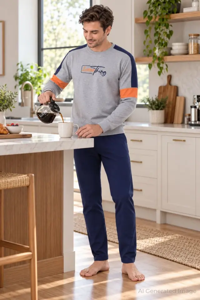 Pijapia 4002 Gri Erkek Spor Pijama Takım